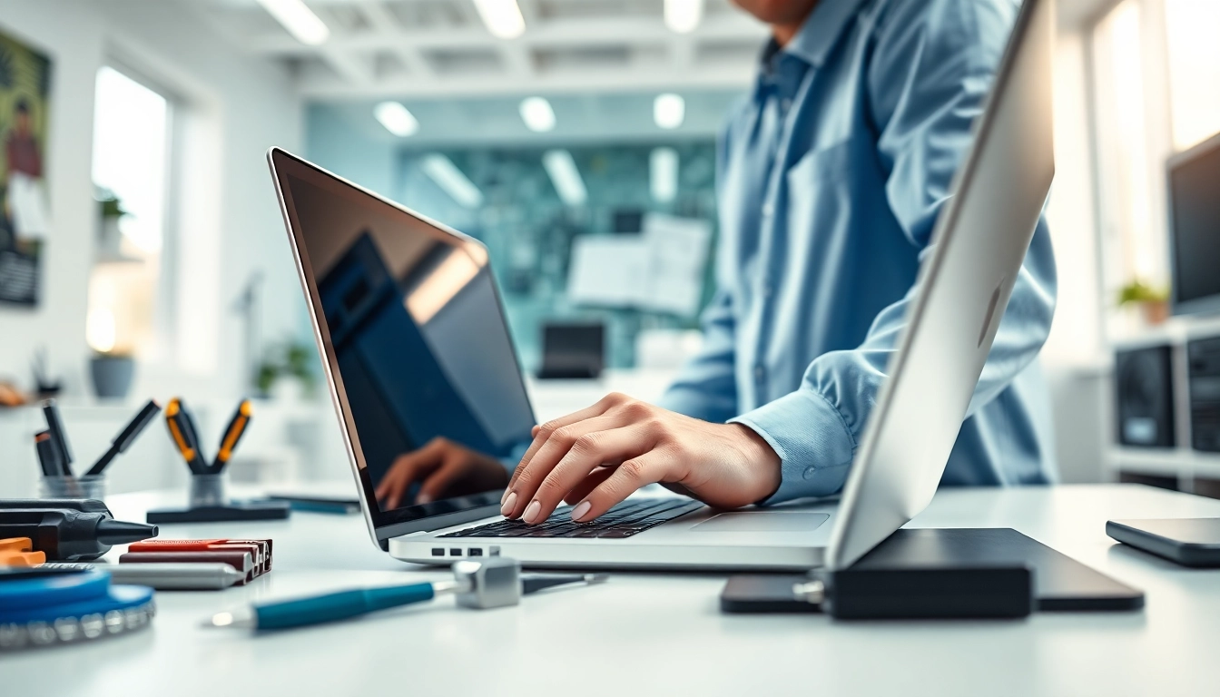 Riparazione pc Torino: tecnico esperto che effettua riparazioni professionali su un laptop.