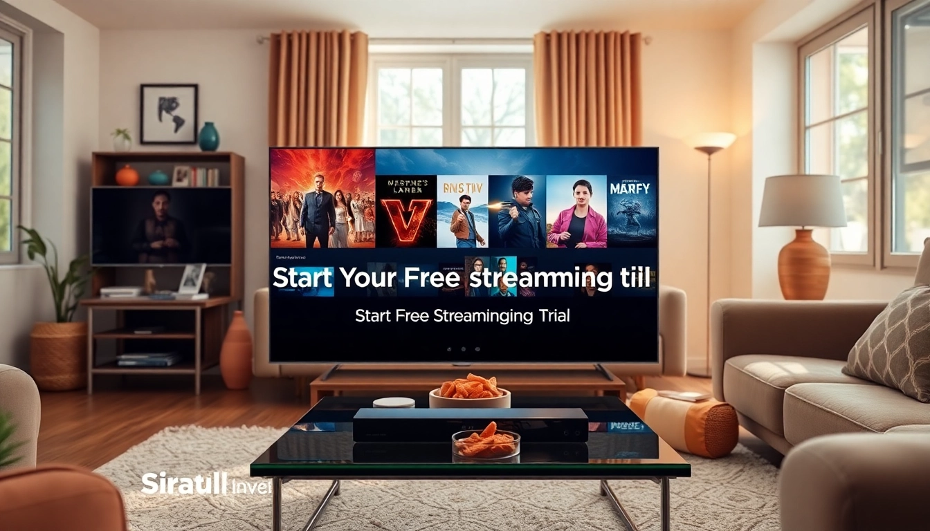 Experience a free streaming trial while enjoying popular shows on a modern device in a cozy living room.