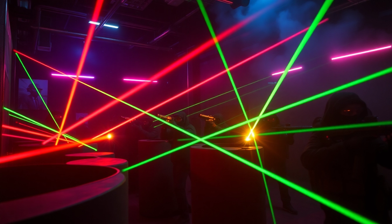 Participants engaged in an exciting laser tag game, showcasing energy and tactical gameplay.