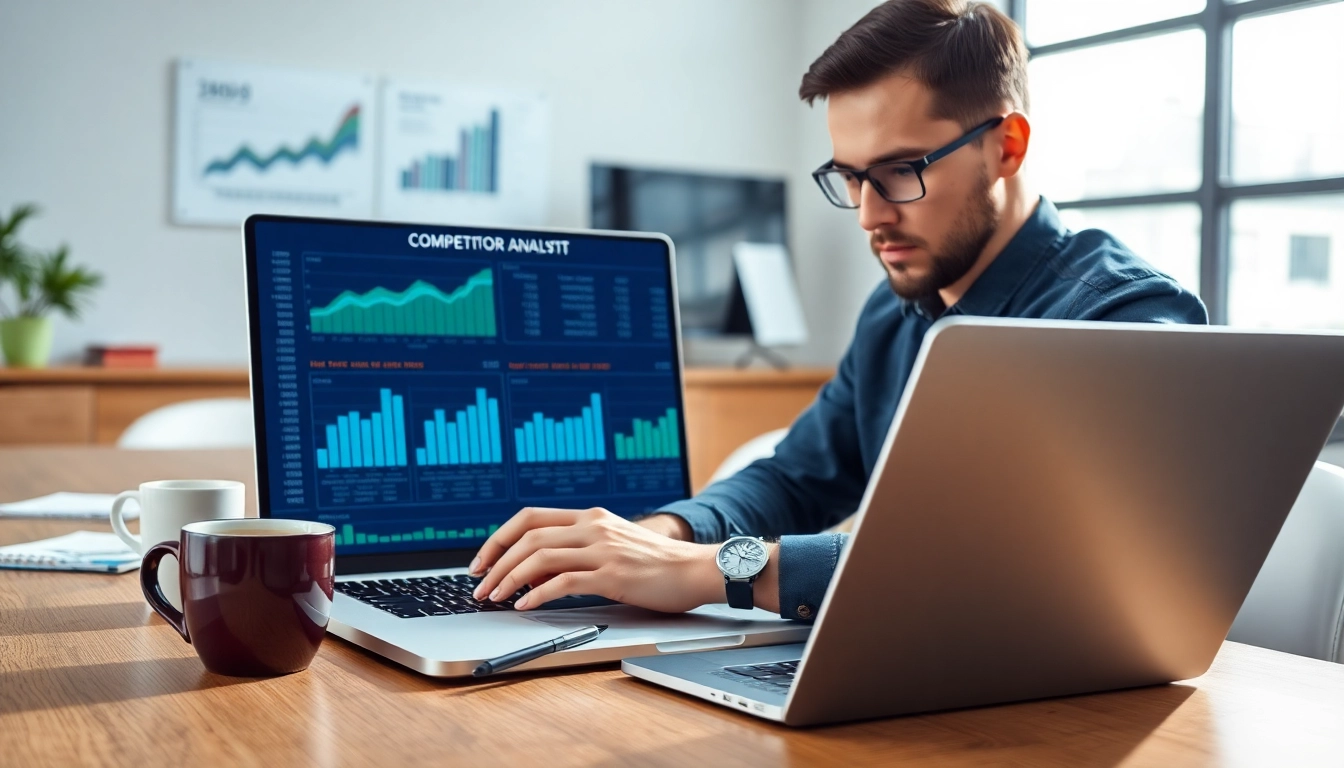Find competitor customers with a business analyst reviewing data in an office setting.