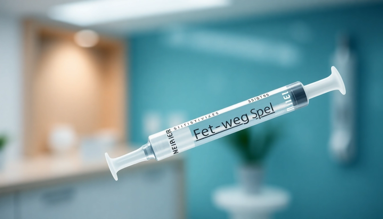 Injecting Fett-weg Spritze for effective fat reduction near the jawline.