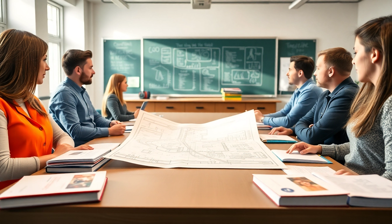 Engaging students discussing nvq level 6 construction site management questions and answers pdf in a classroom.