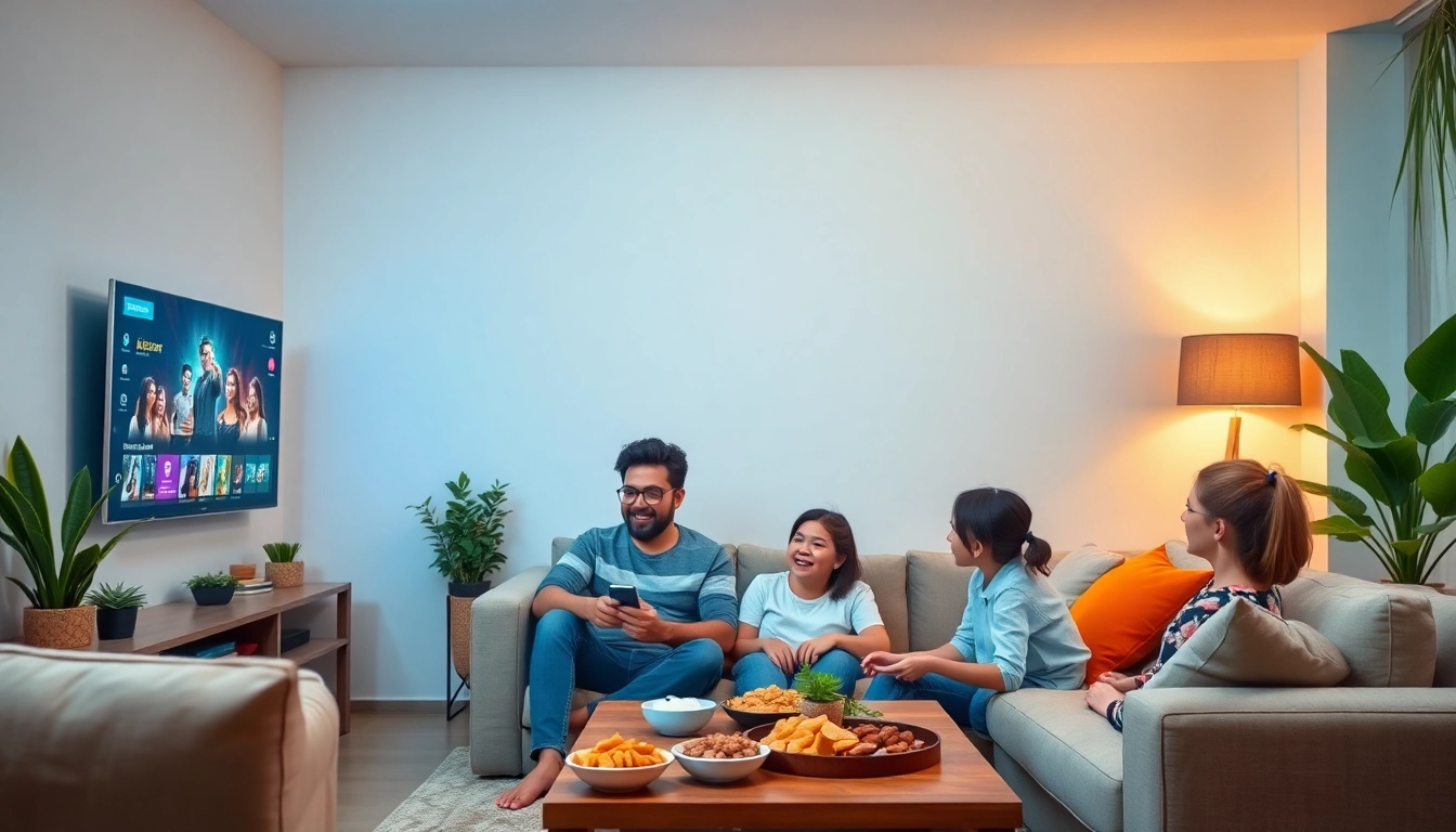 Engaging family enjoying IPTV Subscription USA while relaxing at home.