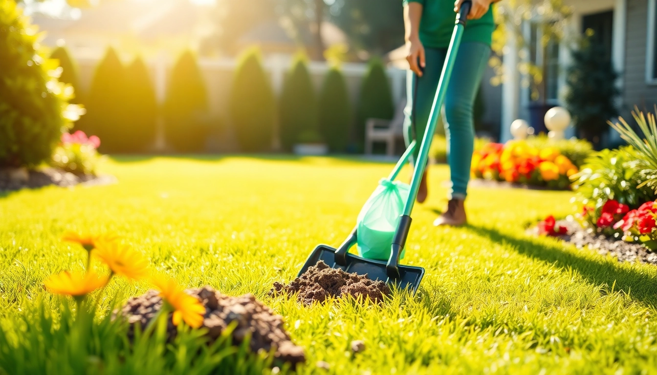 Efficient dog poop cleanup service making yards cleaner and safer, promoting eco-friendly practices.