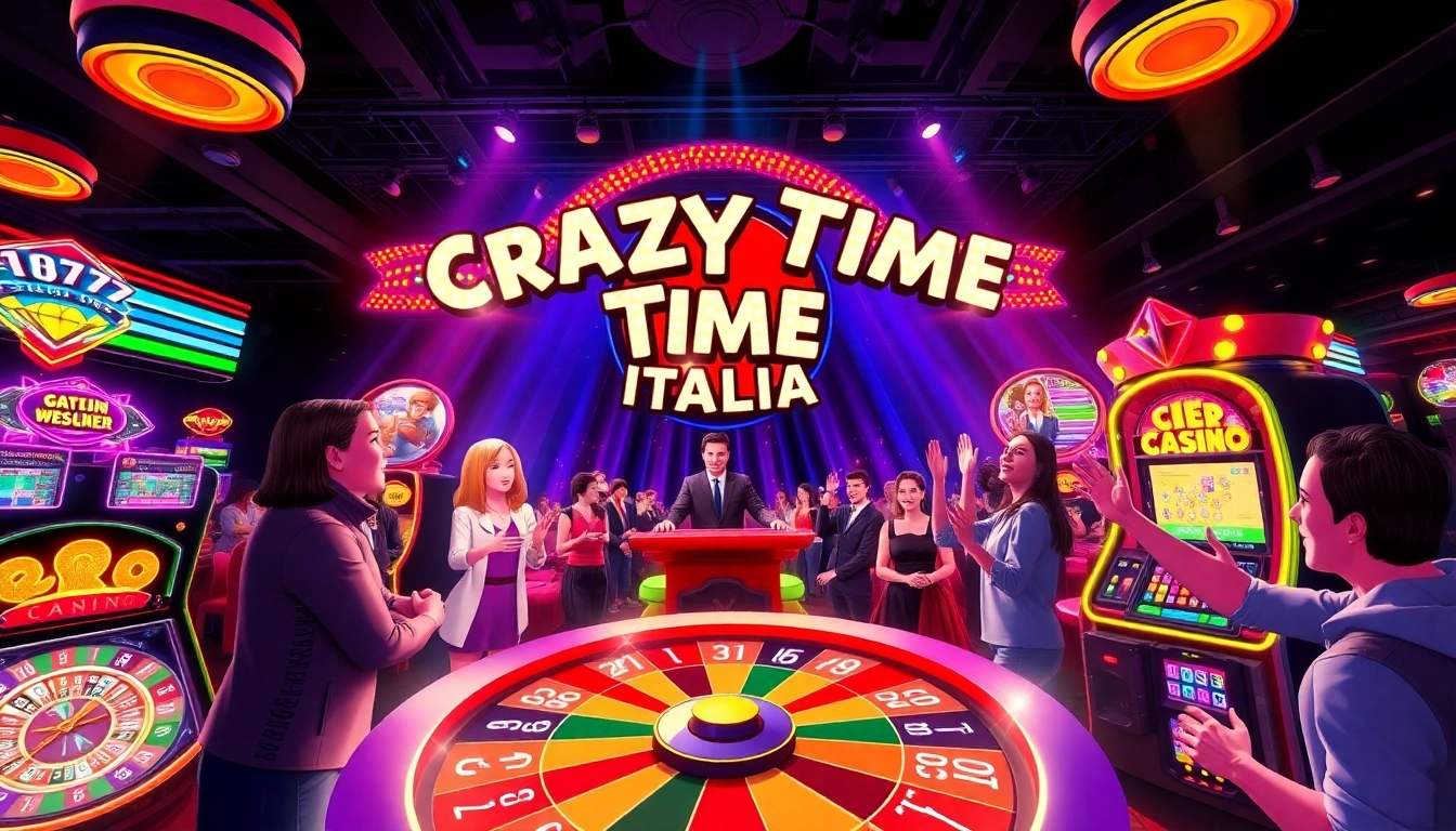 Crazily engage in Crazy Time Italia live with a colorful wheel and enthusiastic players.