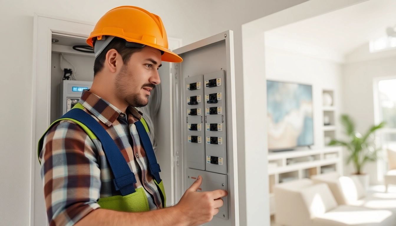 Electrician upgrading an Electrical Panel Clearwater home, illustrating electrical safety and professionalism.
