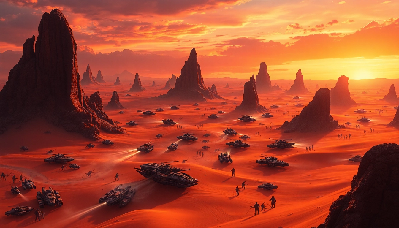 Download Dune 2 as players battle for spice in a vibrant, action-packed desert scene.