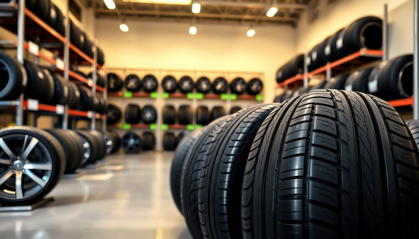 Showcasing General tires prominently in a well-lit tire showroom with a professional atmosphere.