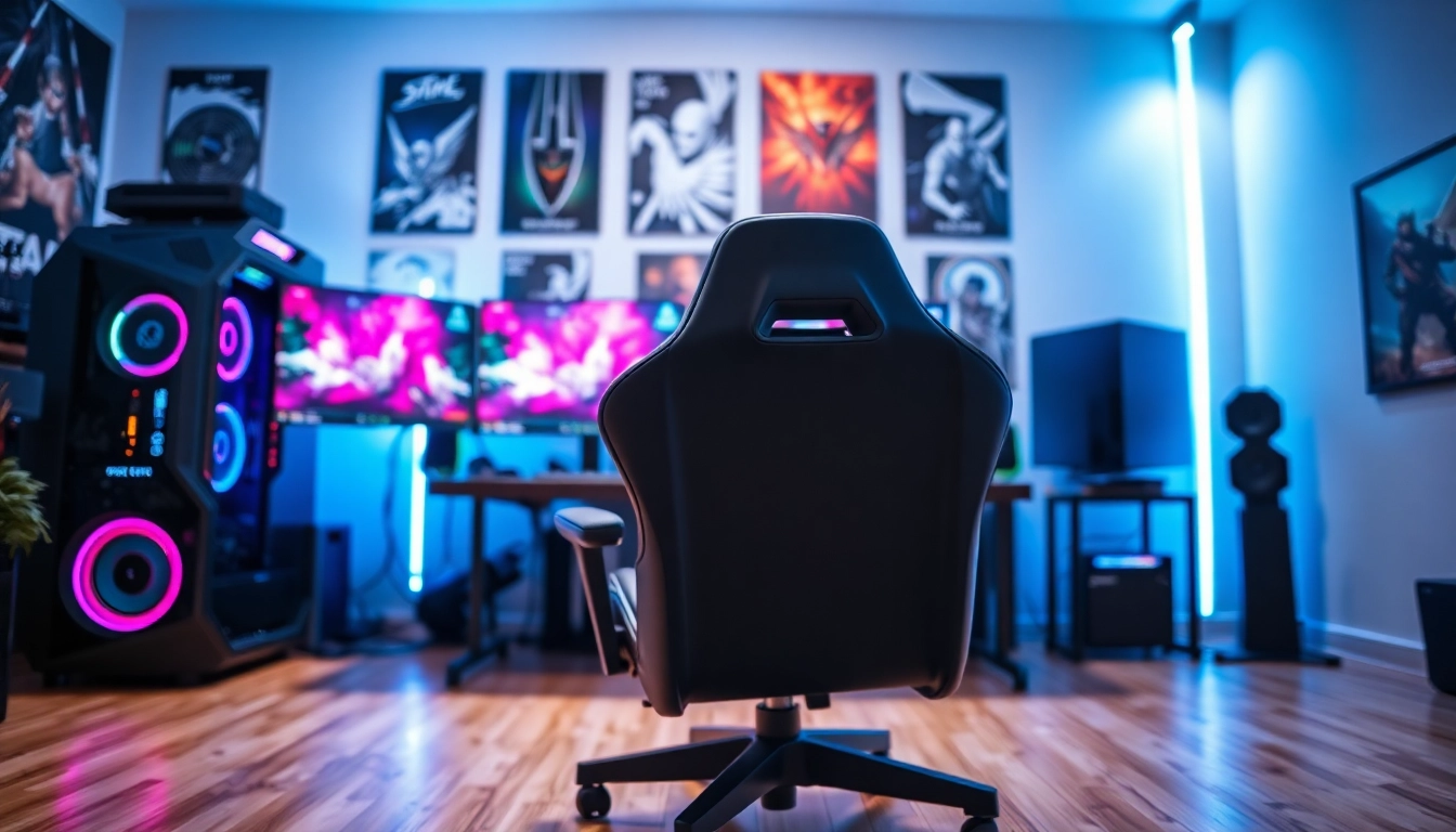 Main feature of game online with colorful gaming setup and vibrant lighting.