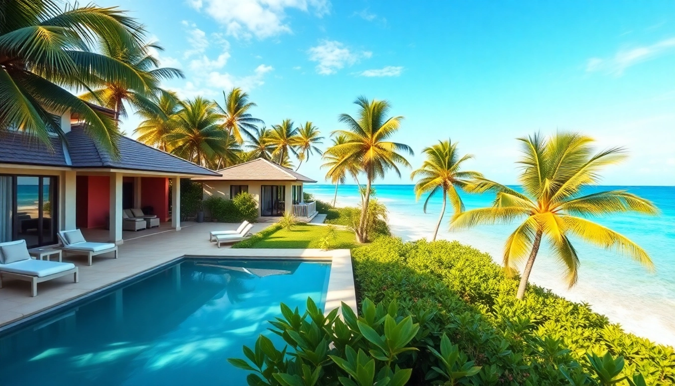 Showcasing villa management in a tropical setting with luxurious properties surrounded by nature.