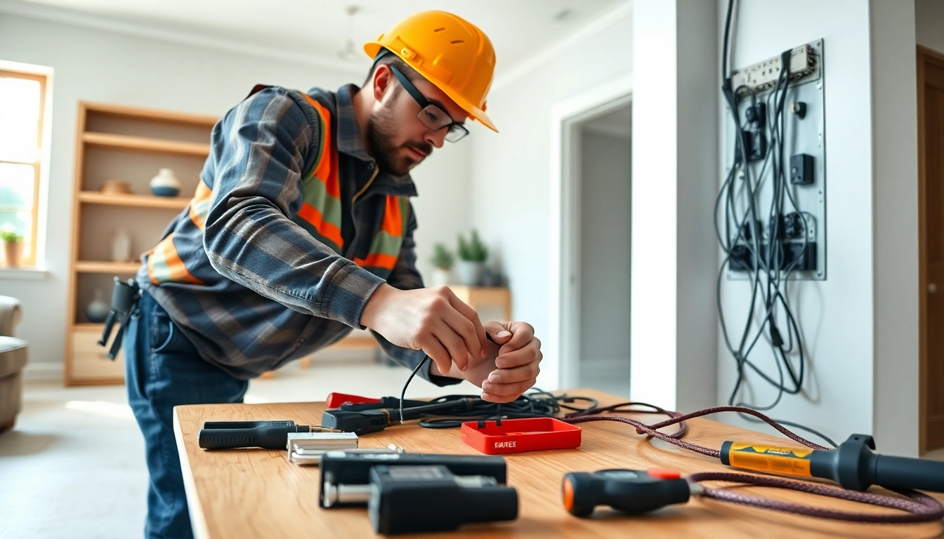 Qualified Electrical Contractor Clearwater expertly installs wiring in a bright home setting.