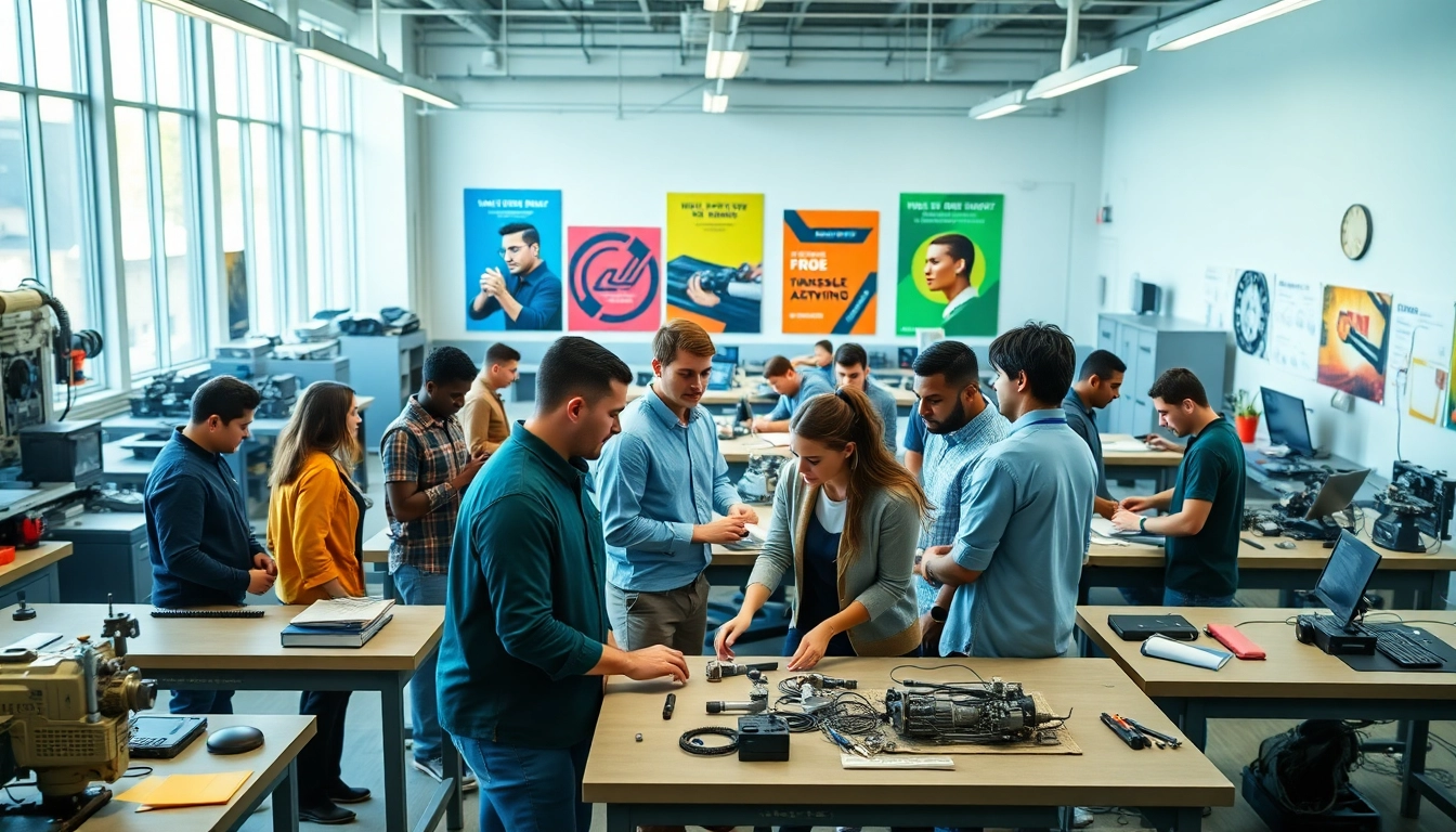Students actively participating in training at a trade school in Tennessee, showcasing hands-on learning.