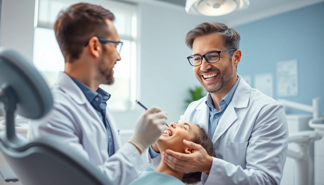 edmonton orthodontist consulting a patient in a modern dental clinic, promoting a friendly atmosphere