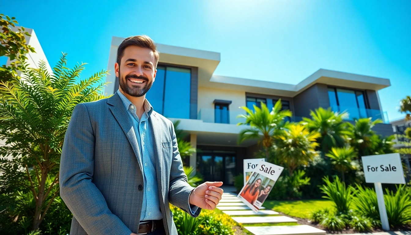 Showcase of a real estate agent highlighting options to buy a property, with an inviting outdoor setting.