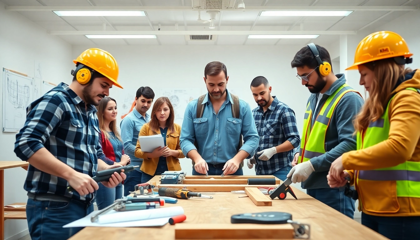 Engaged students learning at construction trade schools in texas, showcasing hands-on training and collaboration.