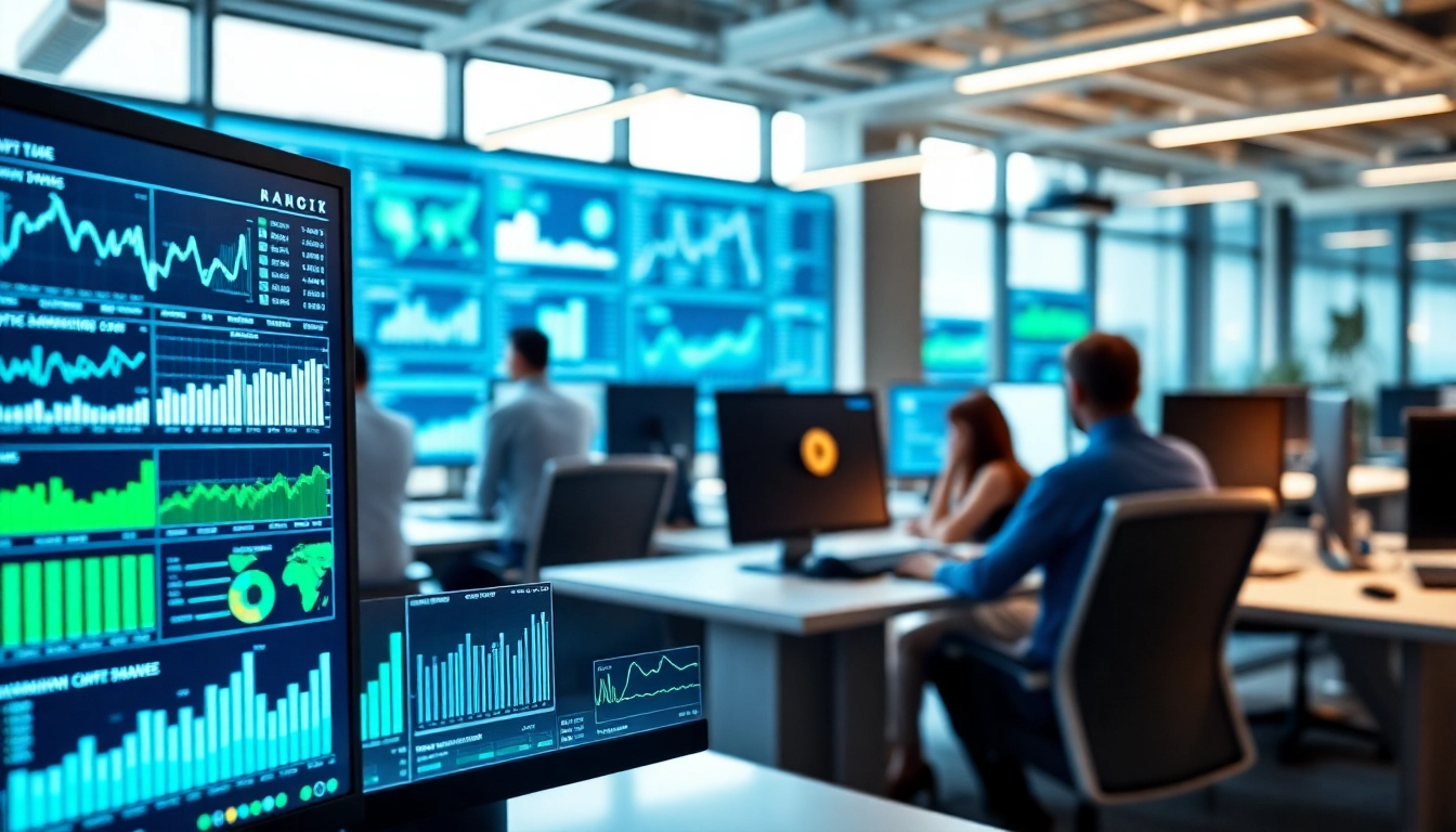Utilizing AI for competitive intelligence through advanced analytics and collaboration tools in a tech workspace.