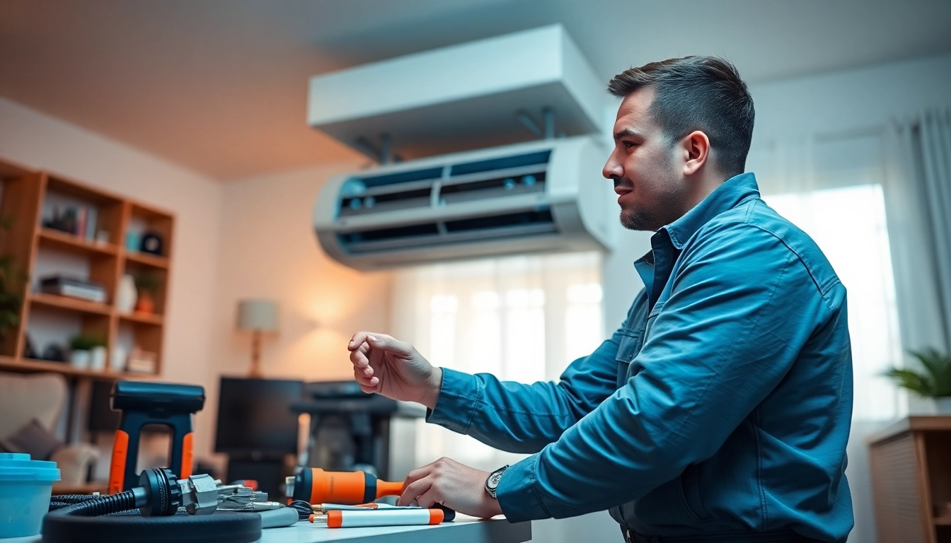 Providing quality ac repair mesa az service with skilled technician in a home environment.