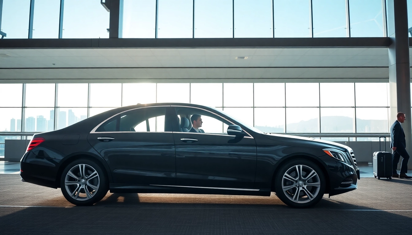 Luxury Vancouver airport car service vehicle ready for passengers in a modern airport terminal.