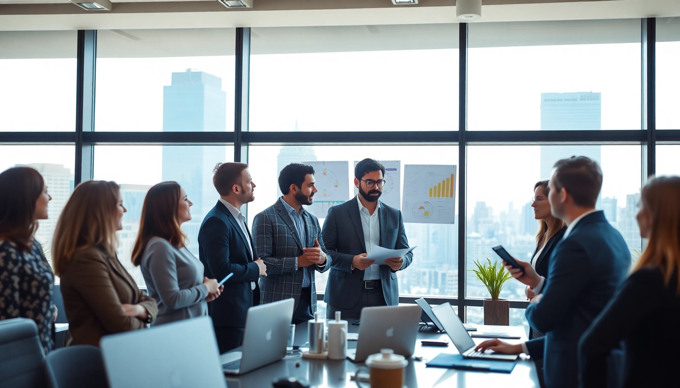 PedroVazPaulo engaging business professionals strategizing in a modern office.