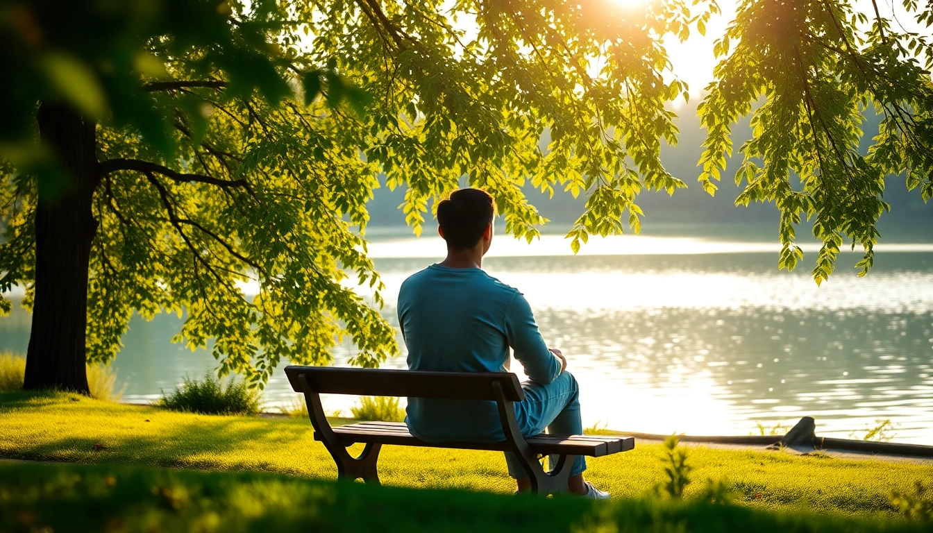 Reflecting on emotions while dealing with grief in a serene park setting.
