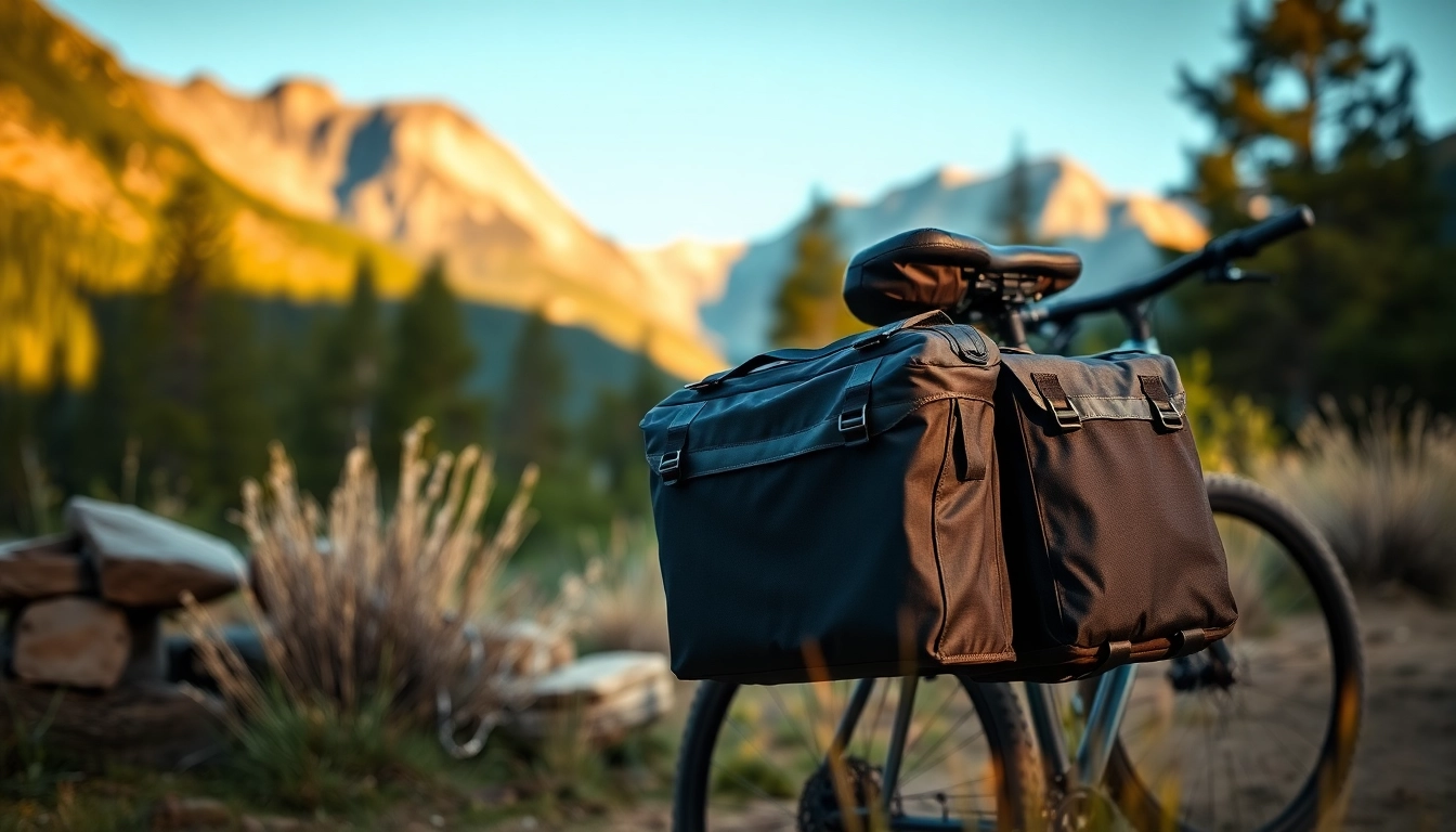 Panniers for pannier racks beautifully displayed outdoors, showcasing durability and exquisite design.