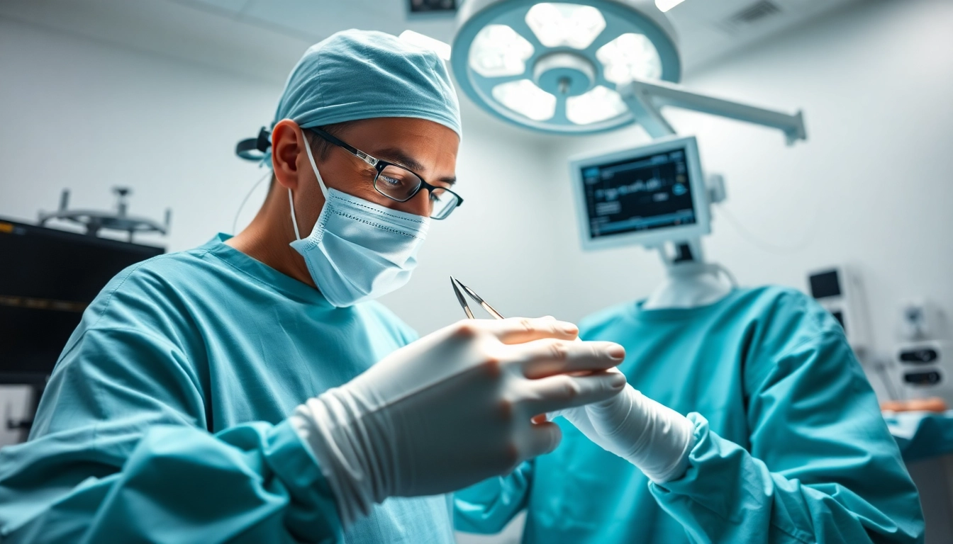 Behandlung in der Handchirurgie Braunschweig mit erfahrenem Chirurgen und chirurgischen Instrumenten.