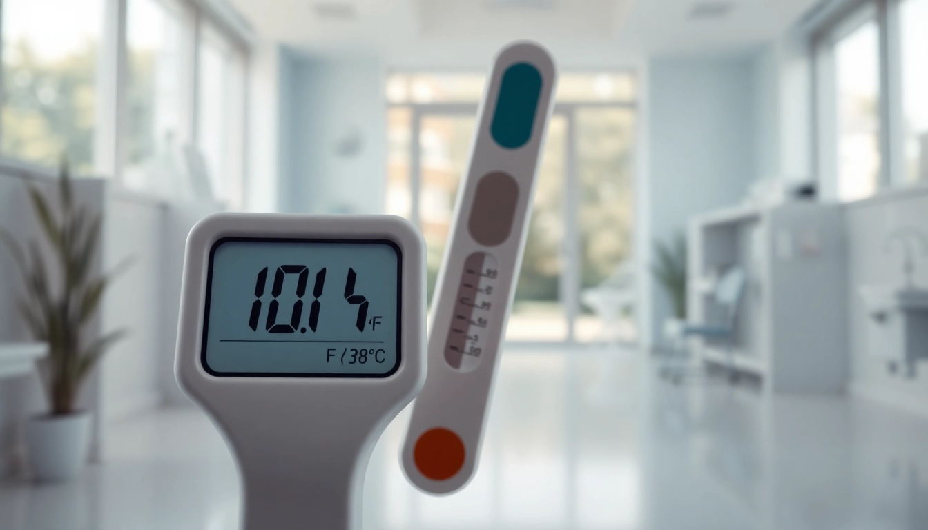 Check high temp thermometer displaying a clear reading in a clinical setting.