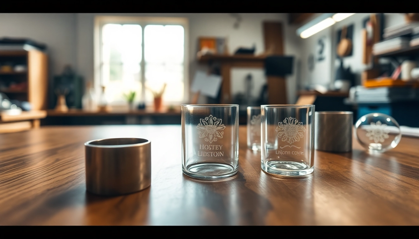 View detailed engravings on glass and metal objects showcasing craftsmanship and design