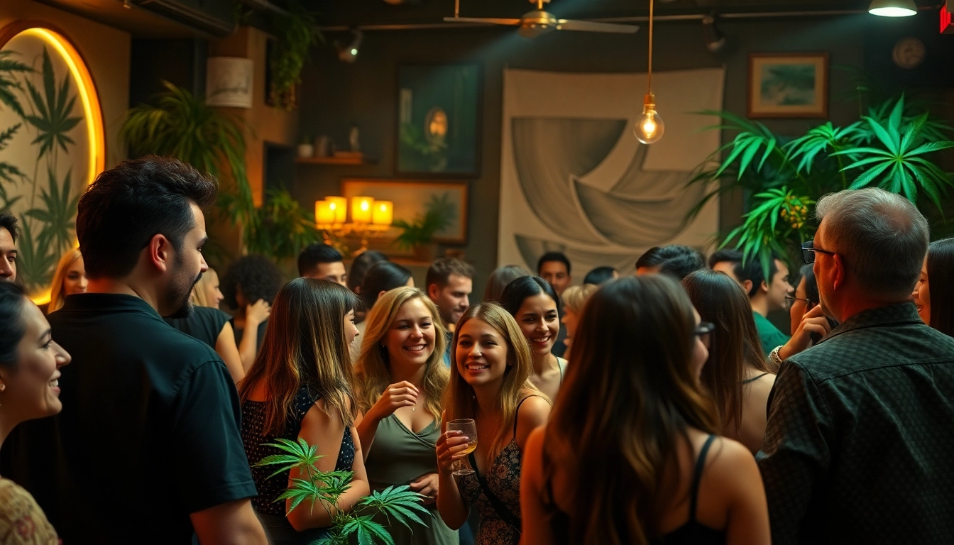 Enjoying cannabis in a lively atmosphere at https://cannabisbcn.com social club setting