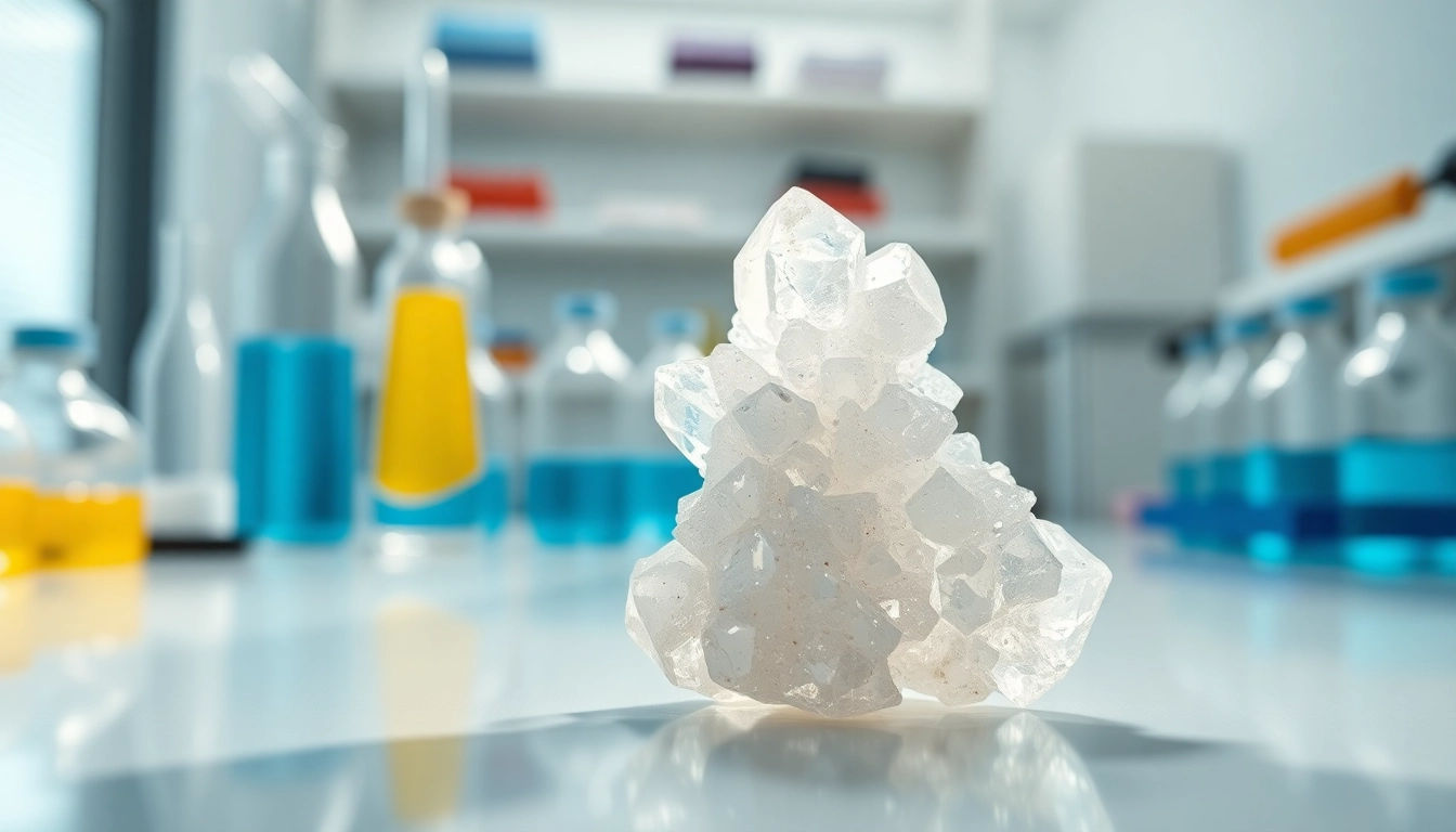 Zeolit medyczny w laboratorium z wyraźną strukturą kryształów.