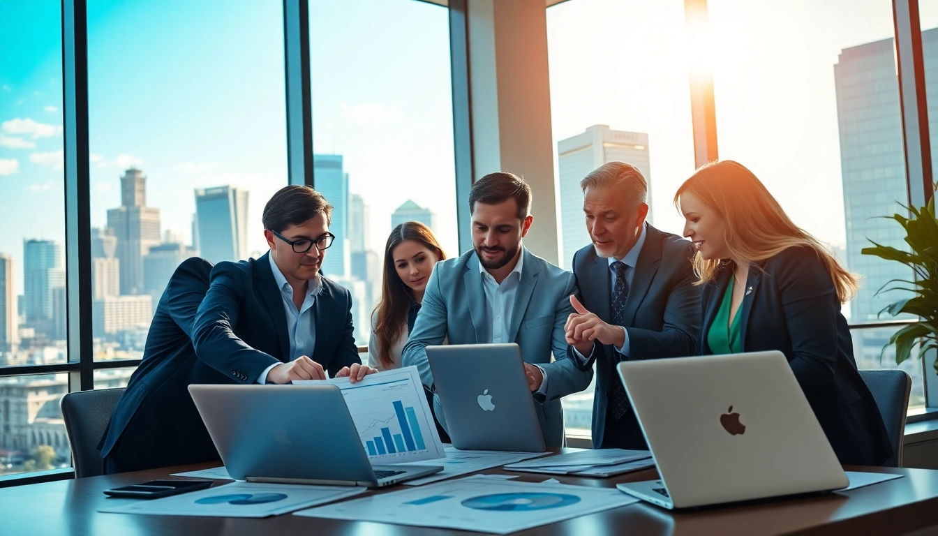 Generate insights through competitive intelligence analysis with a motivated team in a modern office