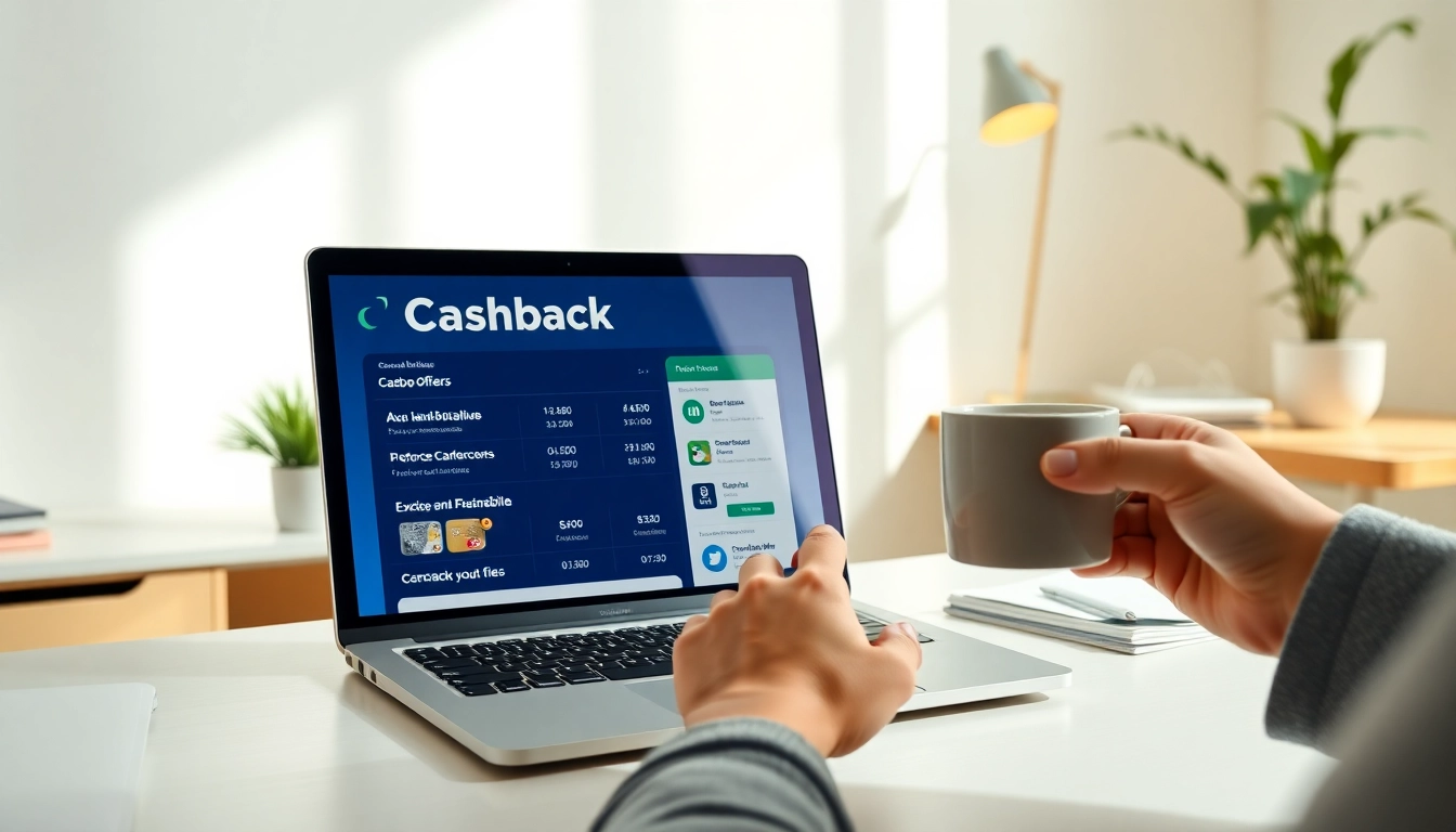Explore the best cashback offers on a laptop in a modern home office setting.