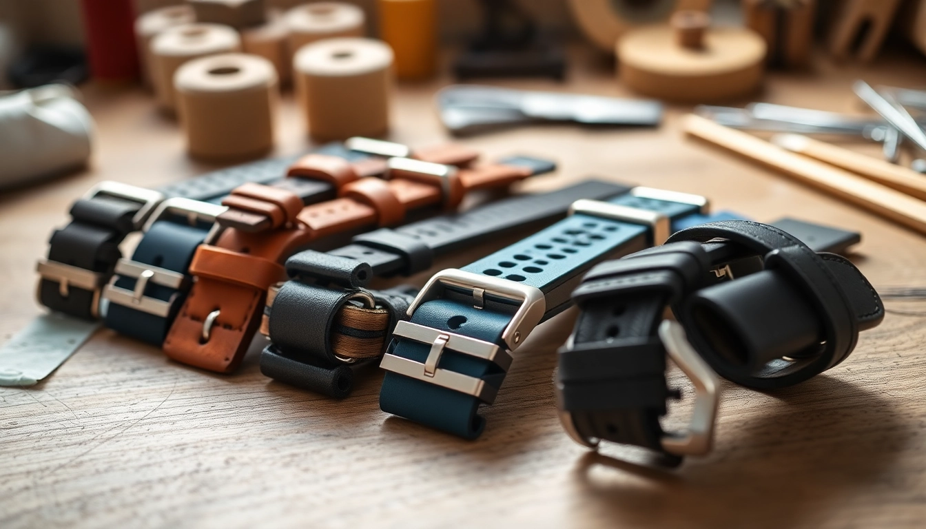 Showcase of stylish watch bands highlighting different materials and designs for customization.