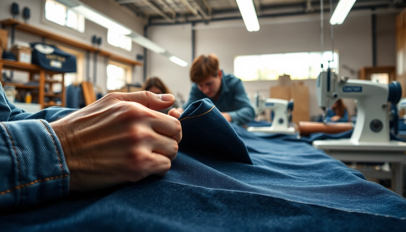Showcase skilled jeans cloth manufacturers crafting premium denim with high-quality textures.