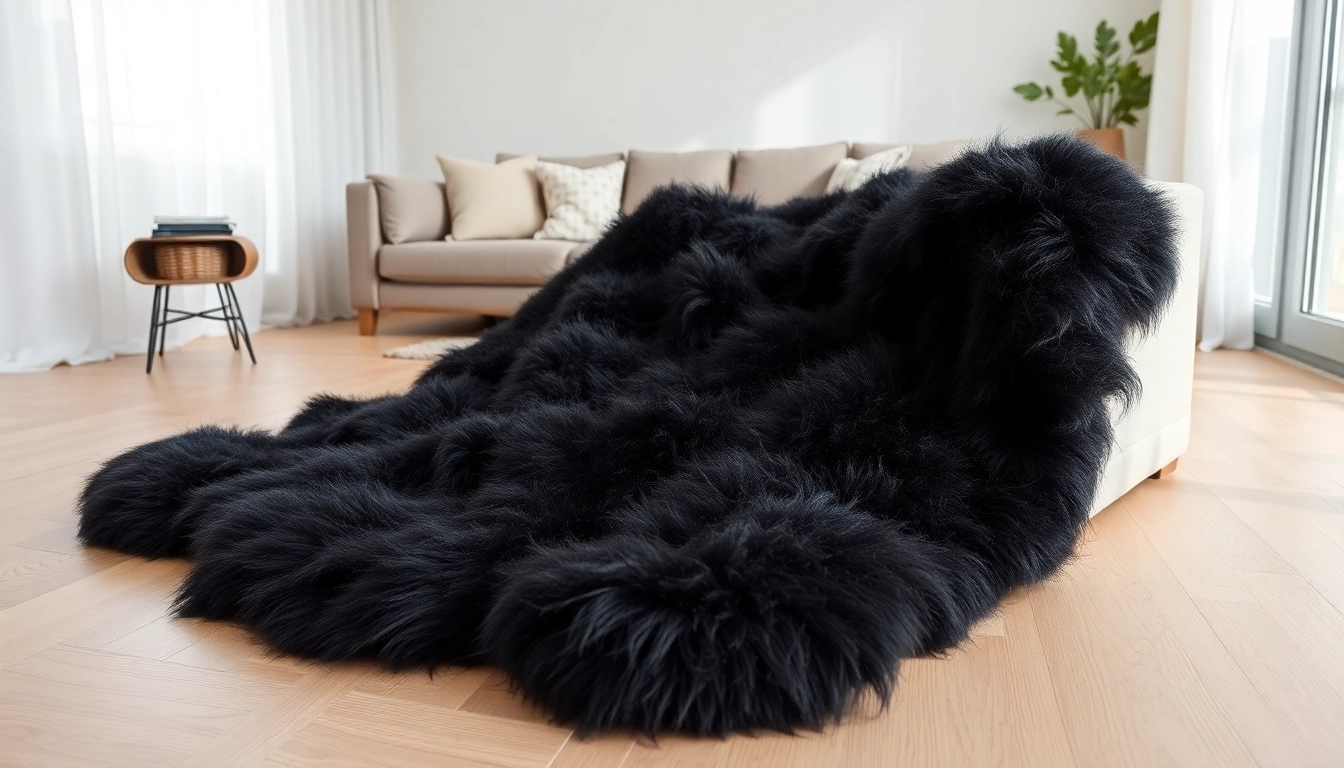 Enhance your living space with a luxurious Black sheepskin rug that adds texture and comfort.
