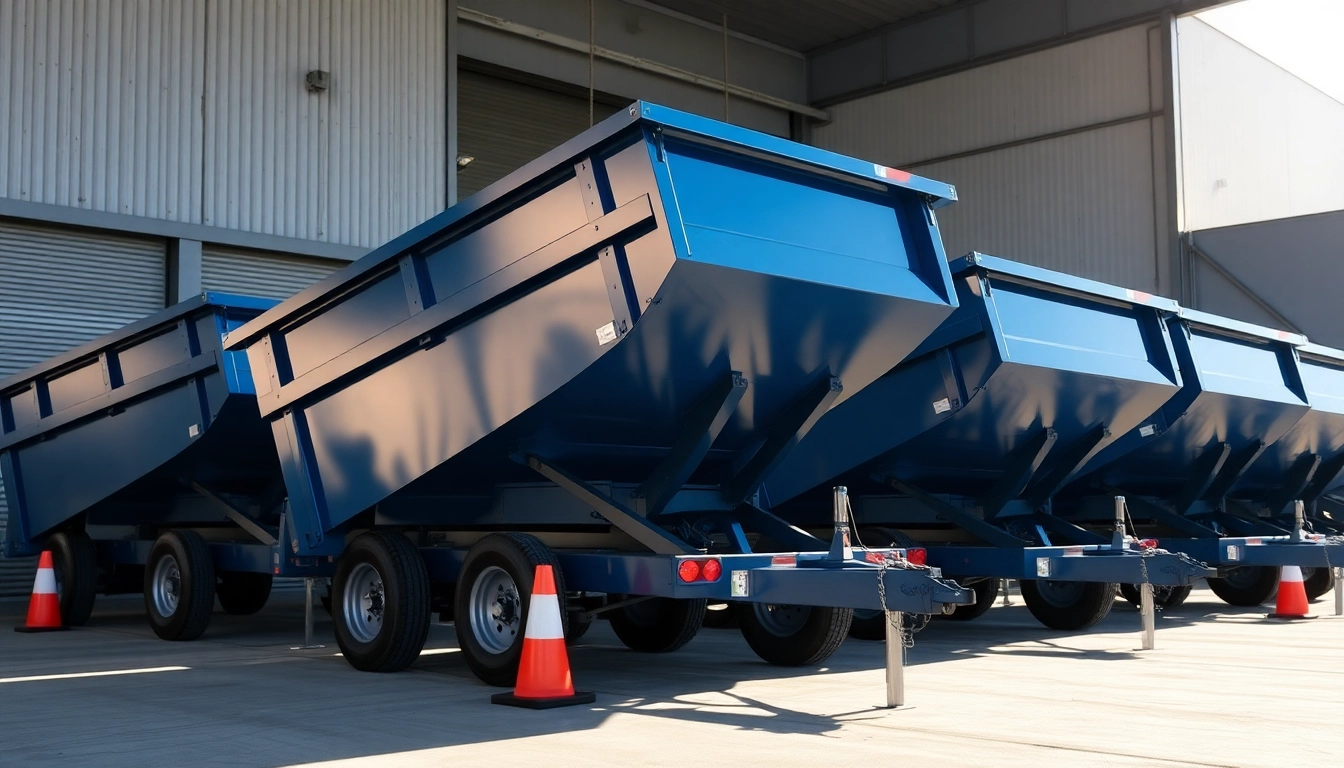 Inspect quality dumpster trailers for sale arranged in an industrial setup showcasing durability.