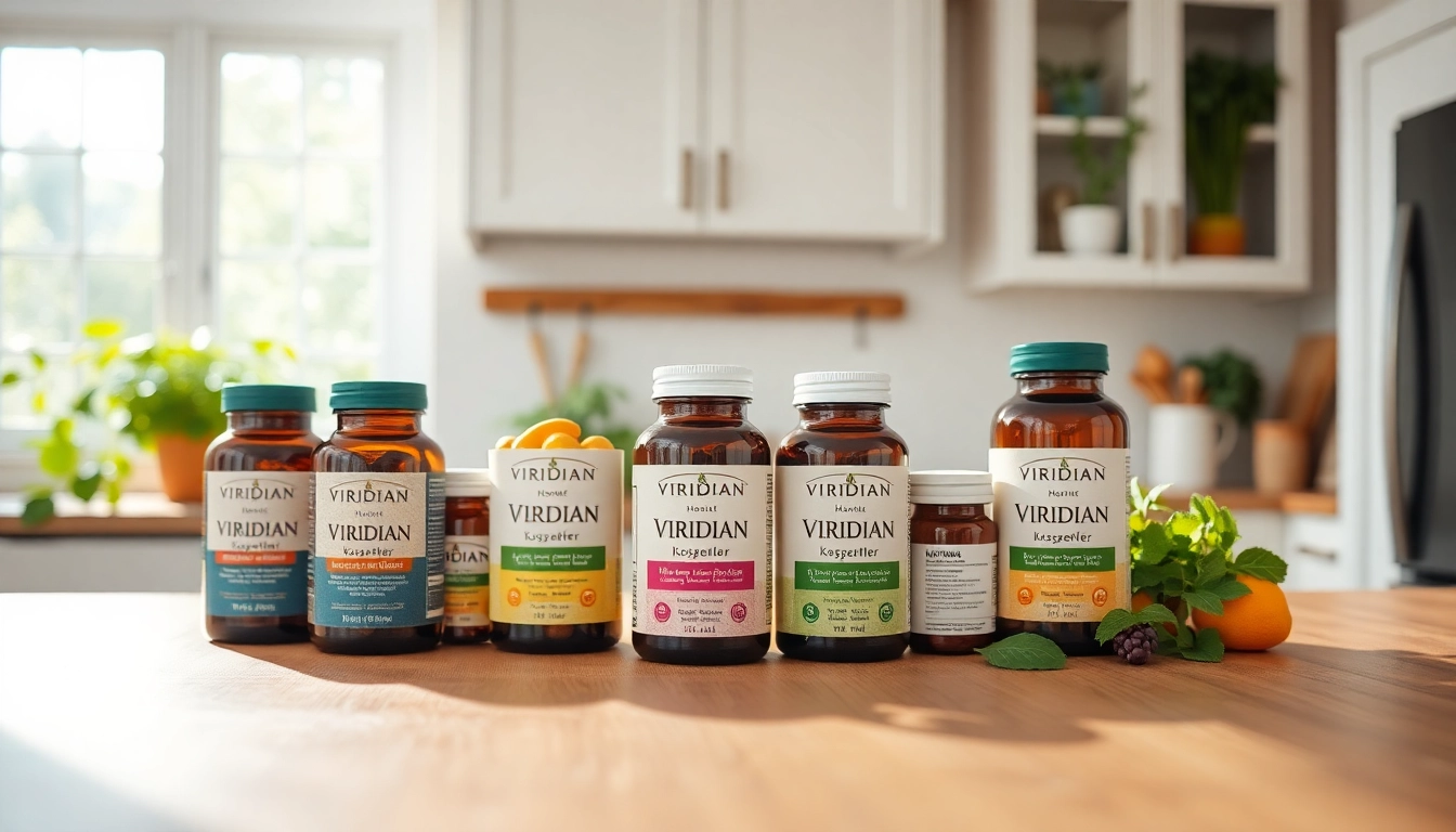 Highlighting Viridian kosher products arranged aesthetically for health enthusiasts.