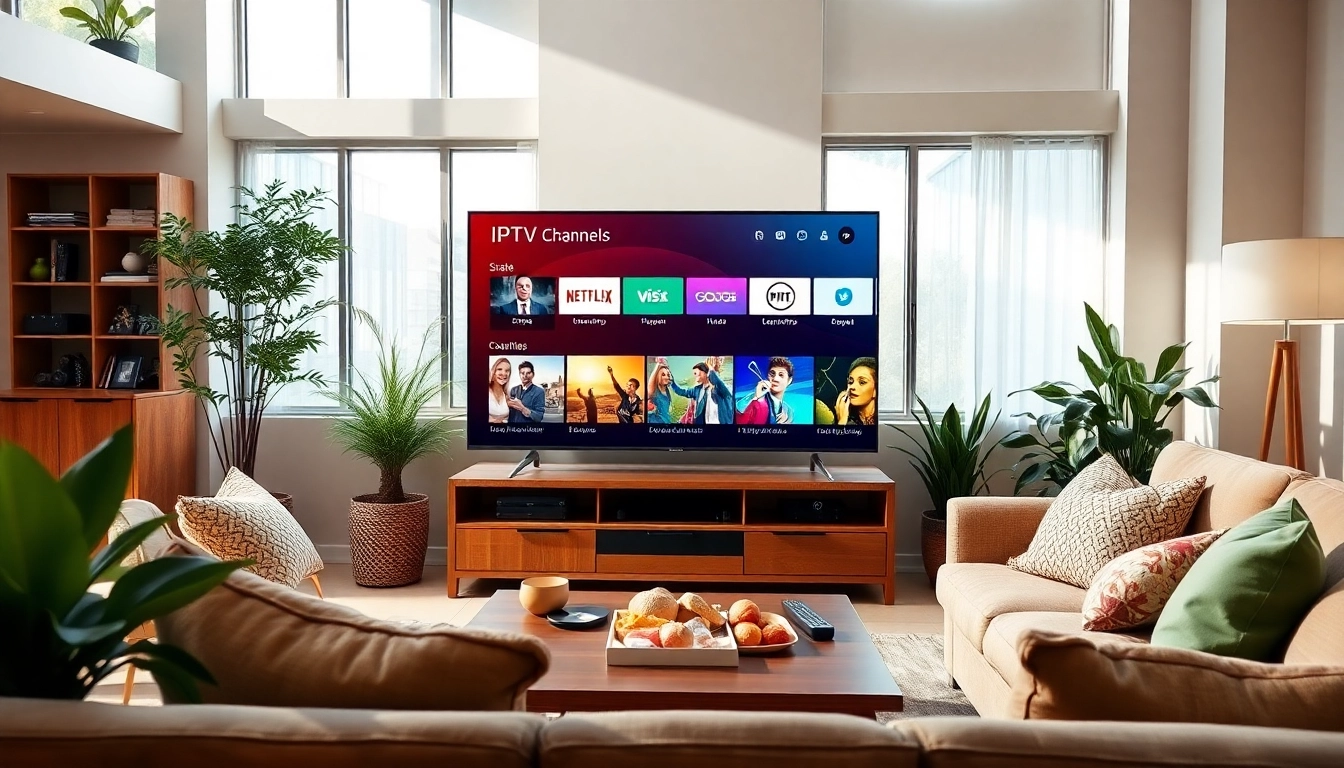 Regardez des chaînes avec meilleur iptv dans un salon moderne et accueillant.