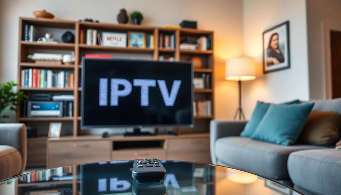 Visionner un IPTV code sur un écran de télévision dans un cadre accueillant.