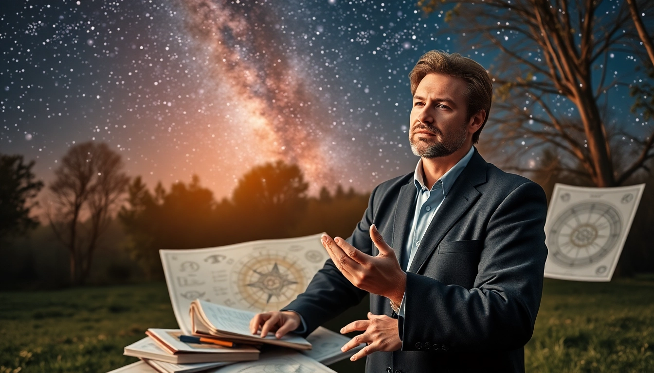 Erlebe personalisierte Horoskope durch astrologische Einsichten in einem magischen Setting.