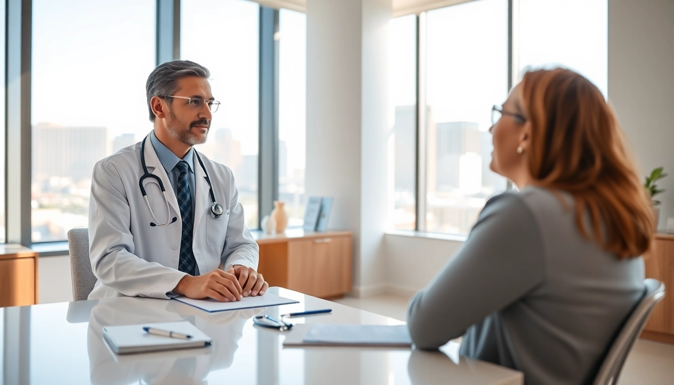 Consult with las vegas concierge doctors in a modern medical office, highlighting attentive care.
