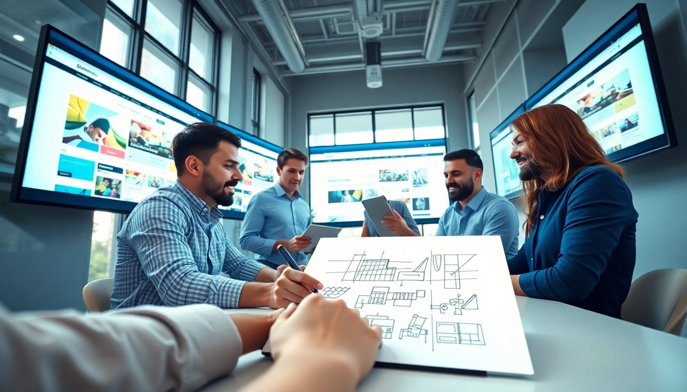 Kansas City web design company team collaborating in a modern office.