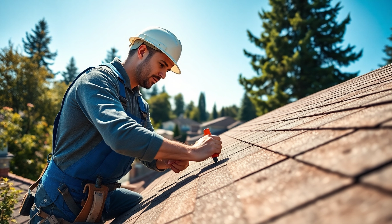 Roof repair Vancouver Wa conducted by a professional contractor in a suburban setting.