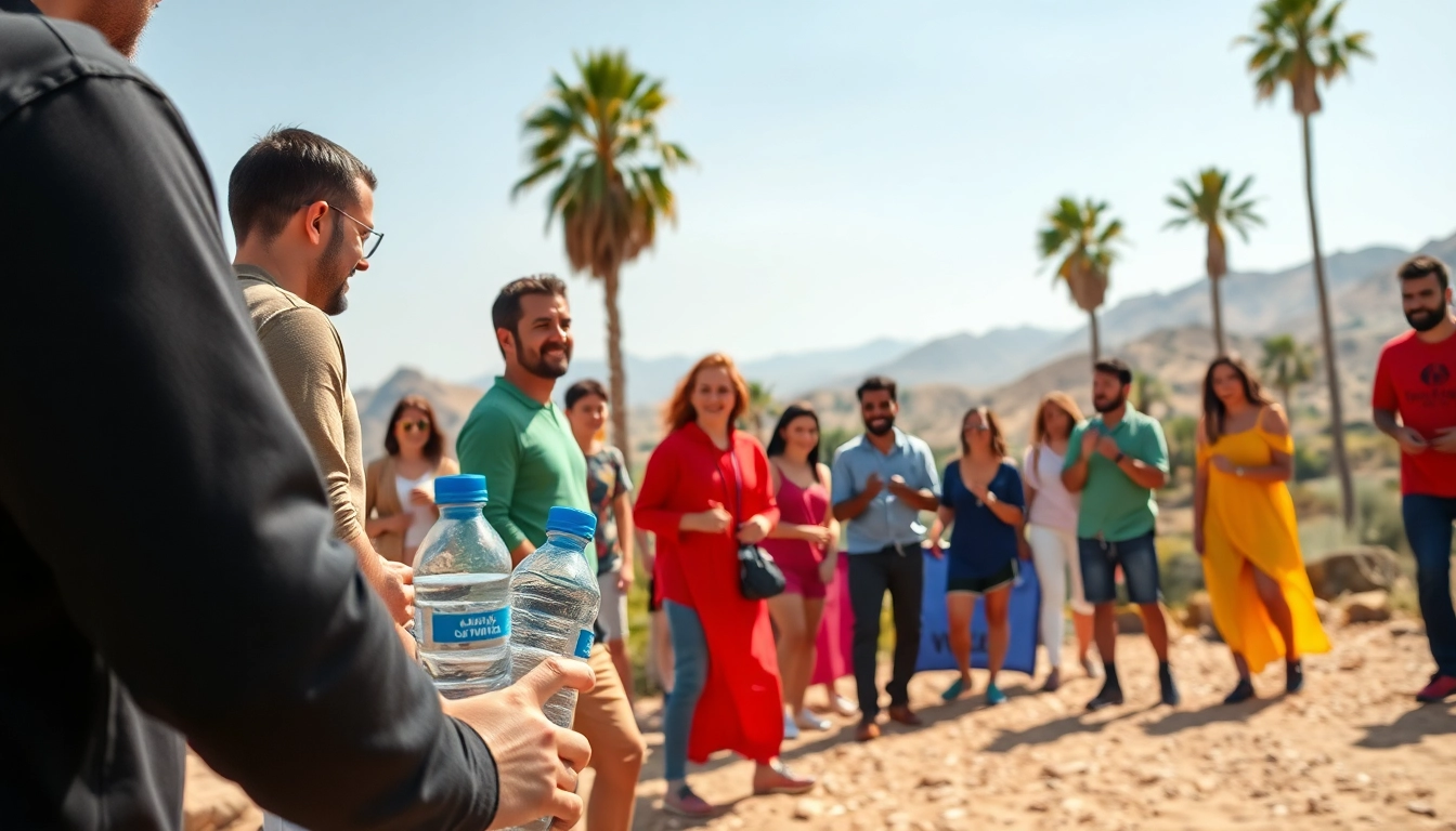 Équipe dynamique s'engage dans une activité de team building maroc en plein air.