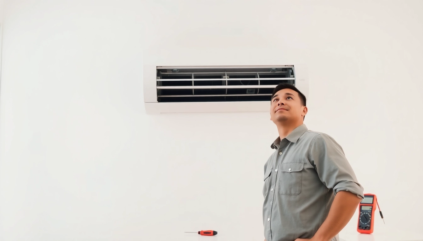 HVAC technician performing ac repair Glendale AZ in a bright, home environment.