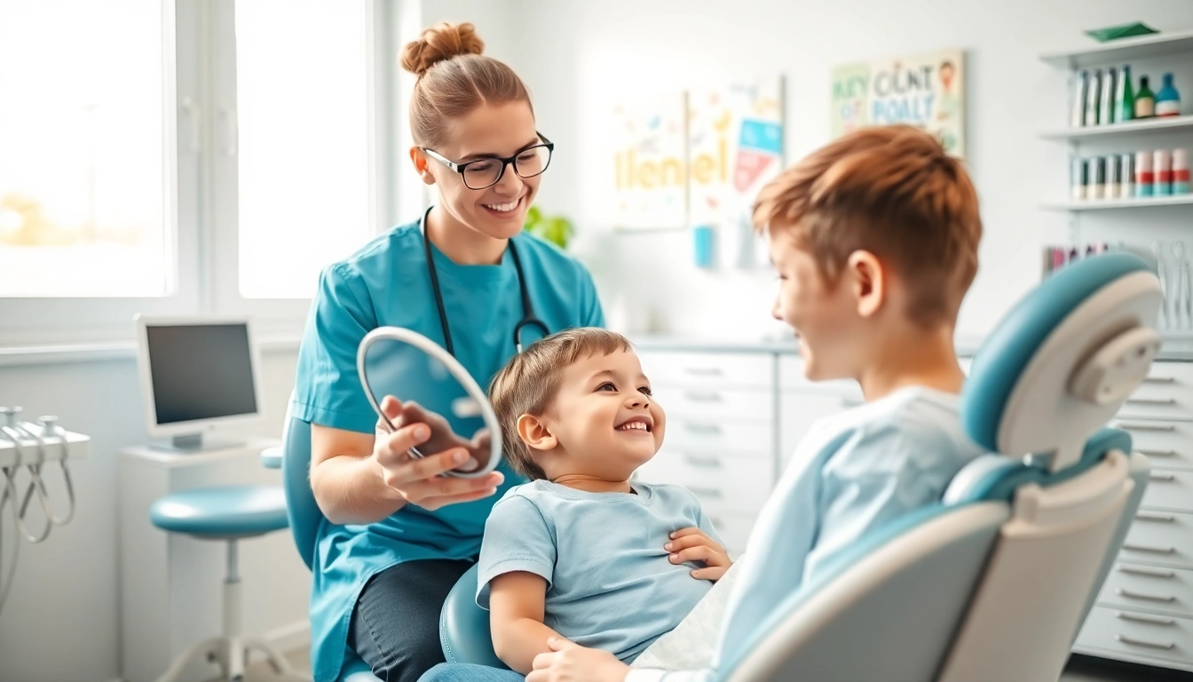 Grand Strand Smile Spotlight showcasing a happy child receiving orthodontic care in a bright clinic.