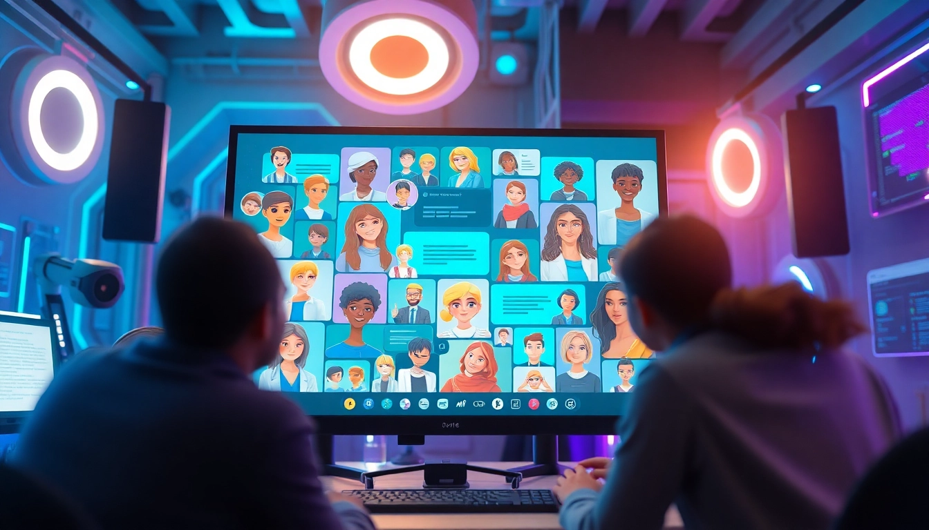 Engaging AI character chat no limits showcasing diverse digital interactions and characters.